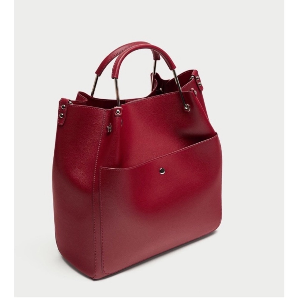 Zara Cranberry Tote Bag - NWT